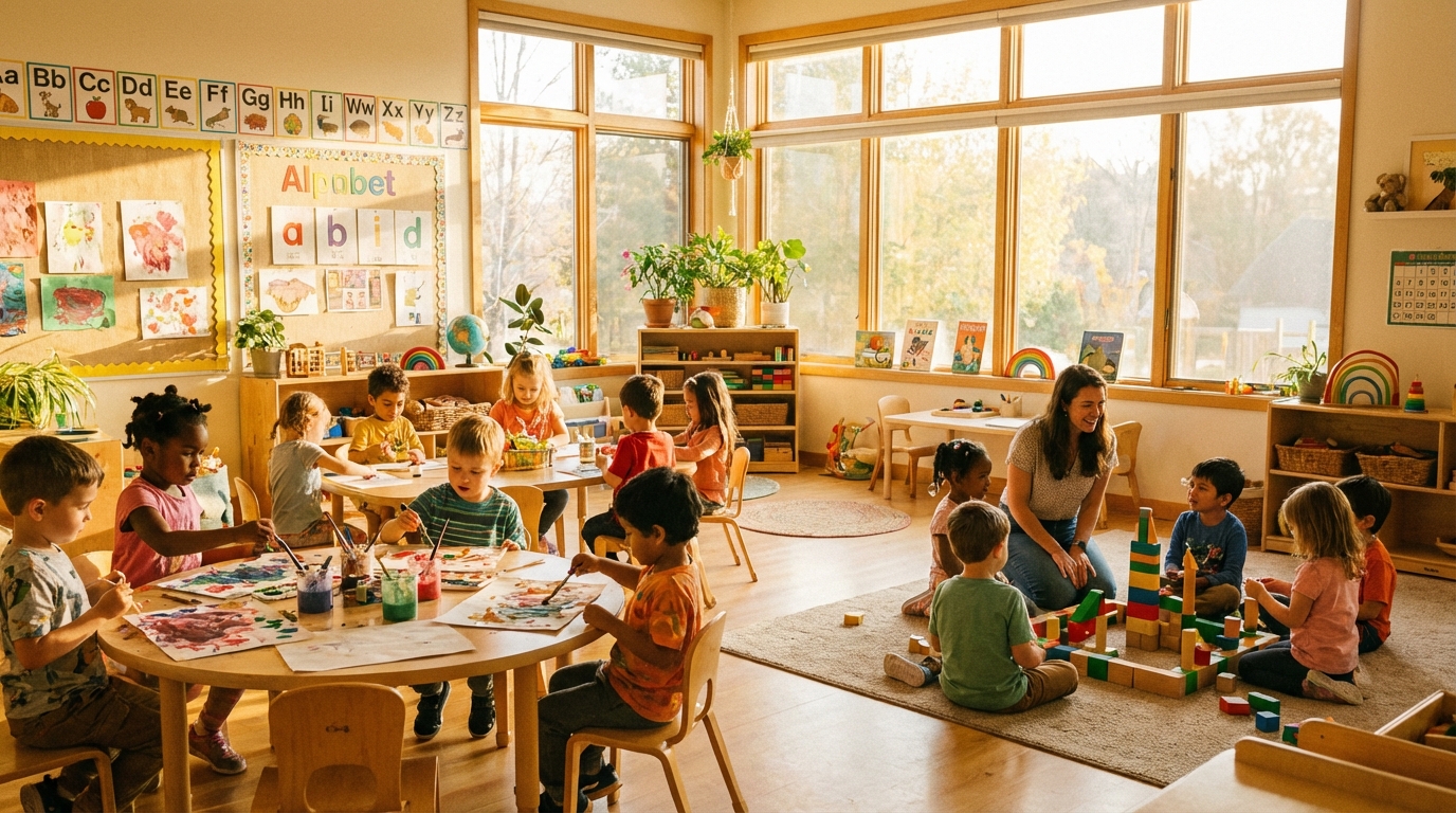 Children learning and playing at Little Sprout Preschool